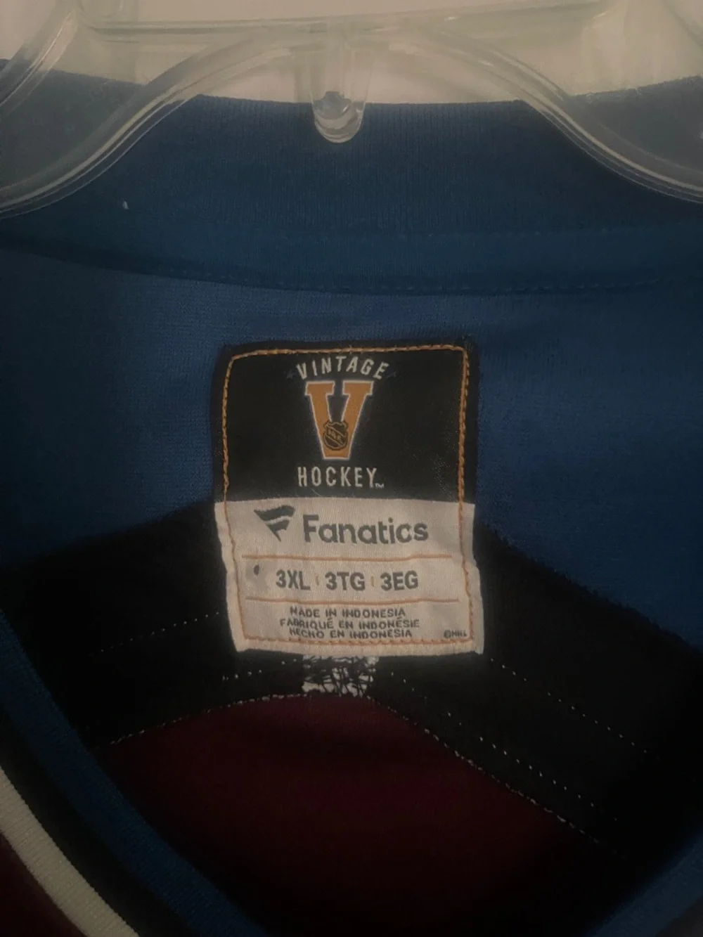 Patrick Roy Fanatics Blue and Burgundy Vintage Hockey Jersey Tag 3XL - Picture 2 of 3